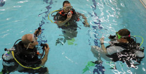 Sports diver pool training