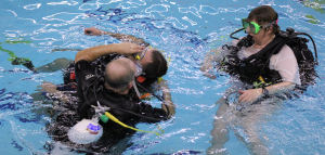 Sports diver pool training